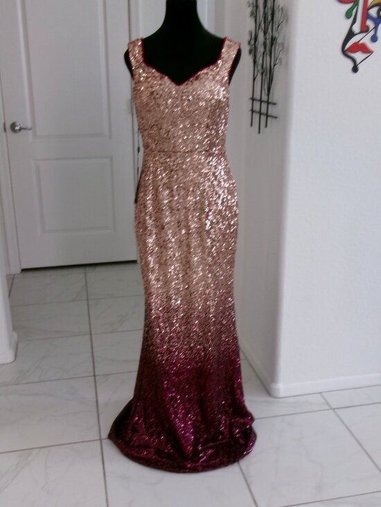 Ever Pretty Dresses & Skirts - New Ever Pretty Sequin Mermaid Gown Formal Maxi Dress Gold Maroon Ombre M 6 8 10